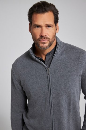 JP1880 Cardigan Knitted with Zipper Grey - Bluzy & bluzy z kapturem - Bluzy & Bluzy z kapturem 2XL-12XL