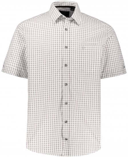 JP1880 Modern Fit Check Print Short Sleeve Shirt Grey - Koszule - Koszule 2XL-10XL