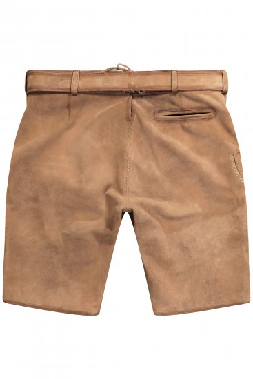 JP1880 Premium Goat Suede Staghorn Embroidery Shorts Leather Brown - Szorty - Szorty W40-W60