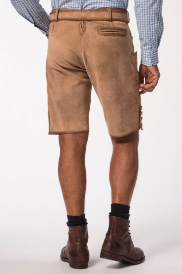 JP1880 Premium Goat Suede Staghorn Embroidery Shorts Leather Brown - JP1880 - JP1880 Odzież Męska Duże Rozmiary