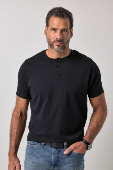 JP1880 726695 Koszulka henley Czarna TALL - TALL koszulki - Koszulki dla wysokich mężczyzn