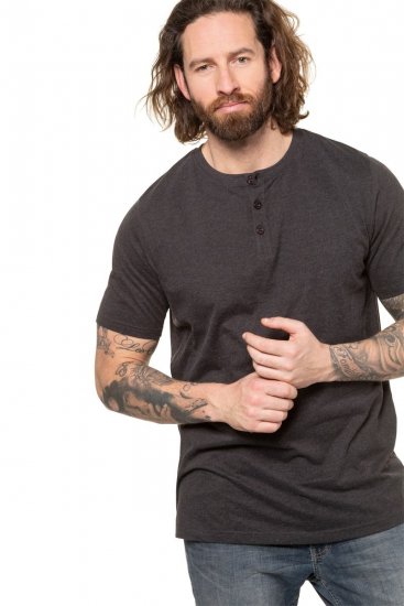 JP1880 726695 Koszulka Henley Ciemnoszara - Koszulki - T-shirty meskie Duże Rozmiary - 2XL-14XL