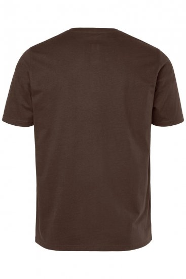 JP1880 Henley Basic T-Shirt with Buttons Brown - Koszulki - T-shirty meskie Duże Rozmiary - 2XL-14XL
