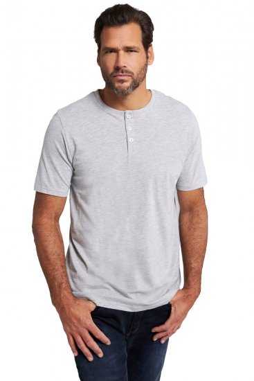 JP1880 726695 Koszulka Henley Szara melanż - Koszulki - T-shirty meskie Duże Rozmiary - 2XL-14XL