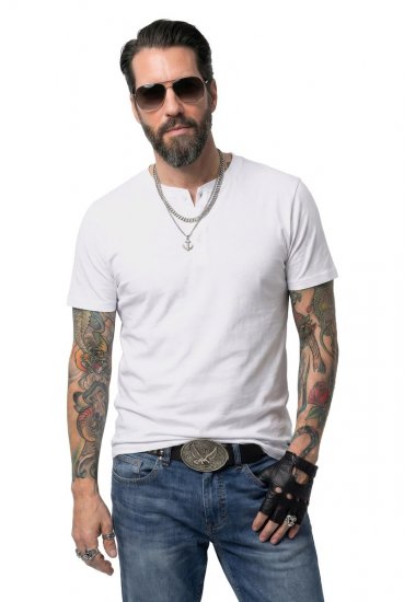 JP1880 726695 Koszulka Henley Biała - Koszulki - T-shirty meskie Duże Rozmiary - 2XL-14XL