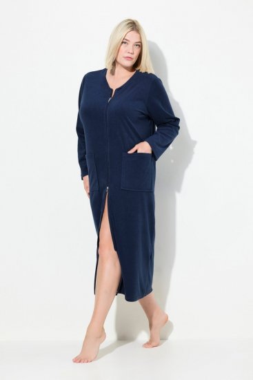 Ulla Popken 749967 Szlafrok frotte z zamkiem Granatowa - Szlafroki - 