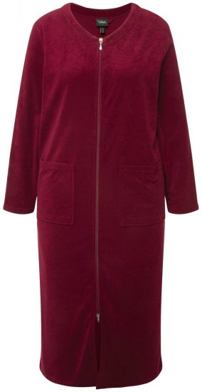 Ulla Popken 749967 Szlafrok frotte z zamkiem Bordowa - Szlafroki - 