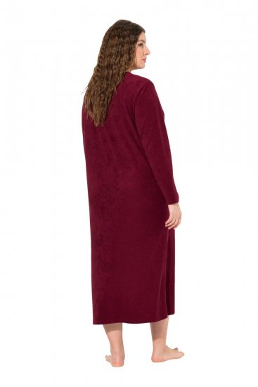 Ulla Popken 749967 Szlafrok frotte z zamkiem Bordowa - Szlafroki - 