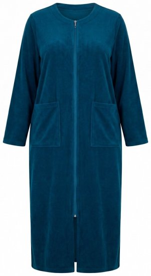 Ulla Popken 749967 Szlafrok frotte z zamkiem Petrolowa - Szlafroki - 