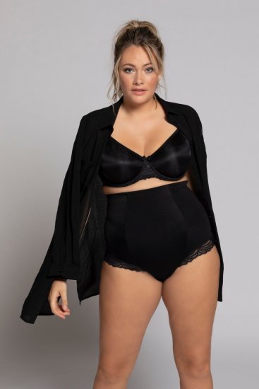 Ulla Popken 781632 Majtki modelujące z wysokim stanem Czarna - Bielizna modelująca - 