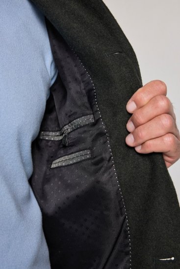 JP1880 795116 Wodoodporny Płaszcz wełniany Oliwkowy - Kurtki Męskie Duże Rozmiary - Kurtki Duże rozmiary 2XL-8XL