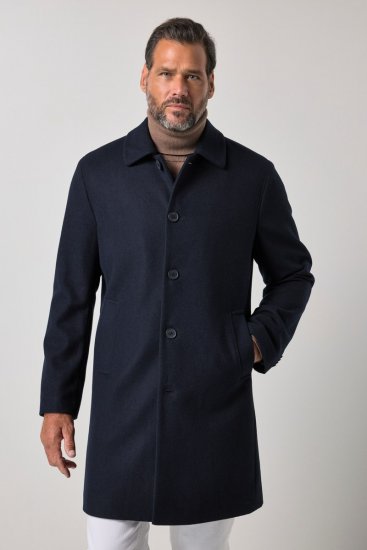 JP1880 795116 Wodoodporny Płaszcz wełniany Granatowy - Kurtki Męskie Duże Rozmiary - Kurtki Duże rozmiary 2XL-8XL
