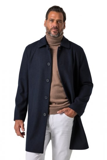 JP1880 795116 Wodoodporny Płaszcz wełniany Granatowy - Kurtki Męskie Duże Rozmiary - Kurtki Duże rozmiary 2XL-8XL