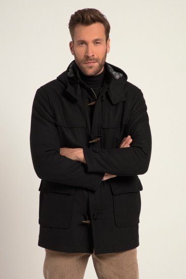 JP1880 Dufflecoat Water-repellent Black - Kurtki Męskie Duże Rozmiary - Kurtki Duże rozmiary 2XL-8XL