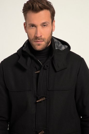 JP1880 Dufflecoat Water-repellent Black - Kurtki Męskie Duże Rozmiary - Kurtki Duże rozmiary 2XL-8XL
