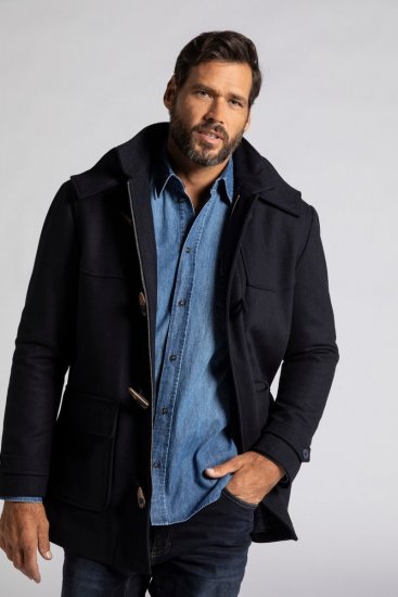 JP1880 Duffle Coat Water Repellent with Detachable Hood Navy - Kurtki Męskie Duże Rozmiary - Kurtki Duże rozmiary 2XL-8XL