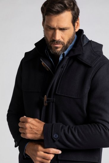 JP1880 Duffle Coat Water Repellent with Detachable Hood Navy - Kurtki Męskie Duże Rozmiary - Kurtki Duże rozmiary 2XL-8XL