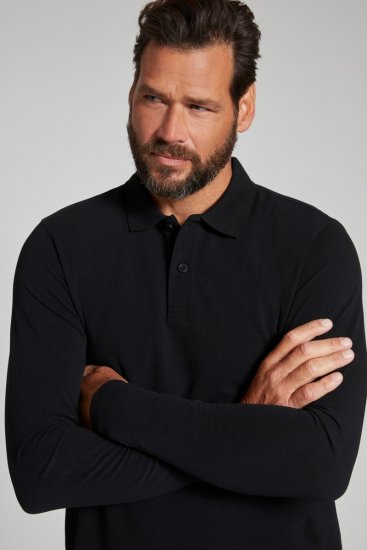 JP1880 799230 Koszulka polo z długim rękawem Czarna - Koszulki polo - Koszulki Polo 2XL-8XL