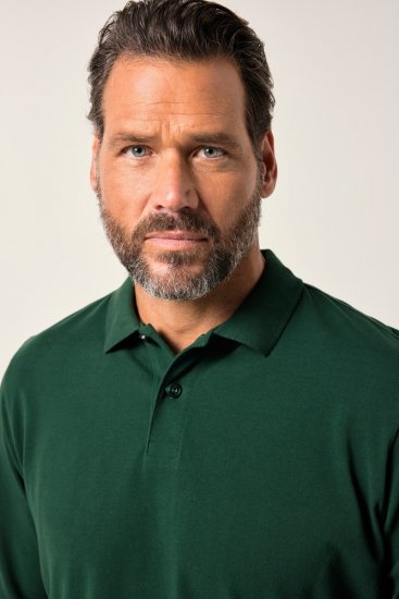 JP1880 Polo Shirt Long Sleeve Pique Dark Green - Koszulki polo - Koszulki Polo 2XL-8XL