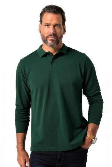 JP1880 Polo Shirt Long Sleeve Pique Dark Green - Koszulki polo - Koszulki Polo 2XL-8XL