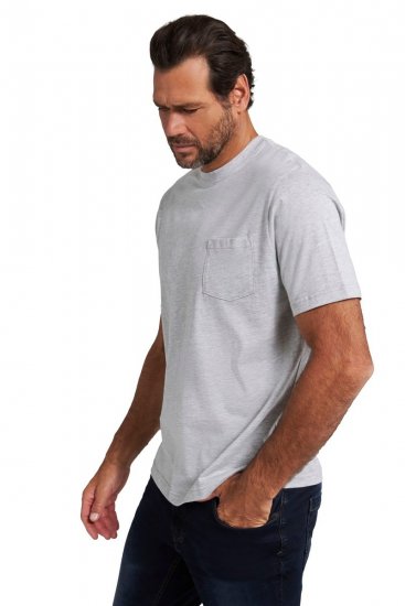 JP1880 799997 Koszulka z kieszenią na piersi Szara melanż - Koszulki - T-shirty meskie Duże Rozmiary - 2XL-14XL