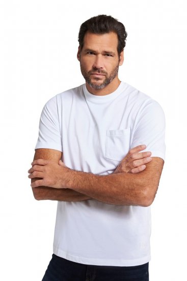 JP1880 799997 Koszulka z kieszenią na piersi Biała - Koszulki - T-shirty meskie Duże Rozmiary - 2XL-14XL
