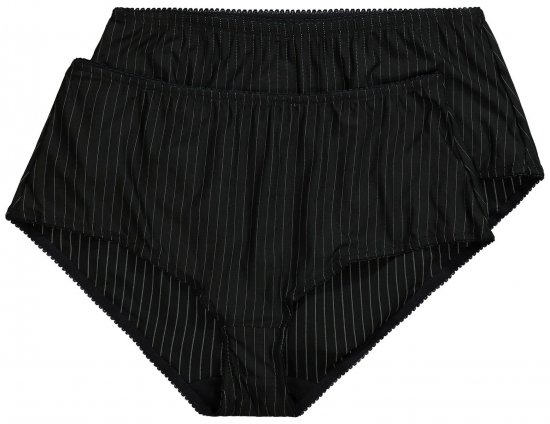 Ulla Popken 800279 Majtki w paski 2 szt. Czarna - Majtki - 