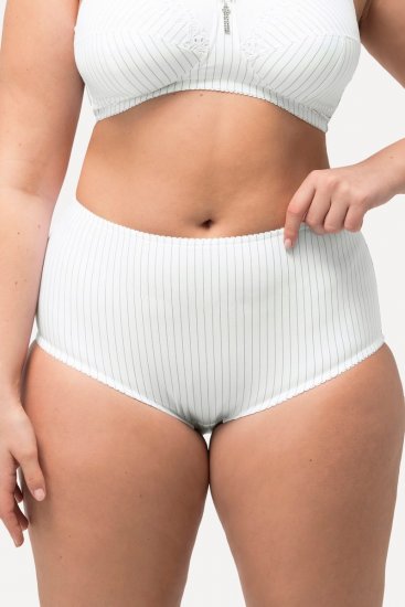 Ulla Popken 800279 Majtki w paski 2 szt. Biały - Majtki - 