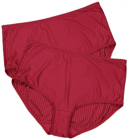 Ulla Popken 800279 Majtki w paski 2 szt. Bordowa - Majtki - 