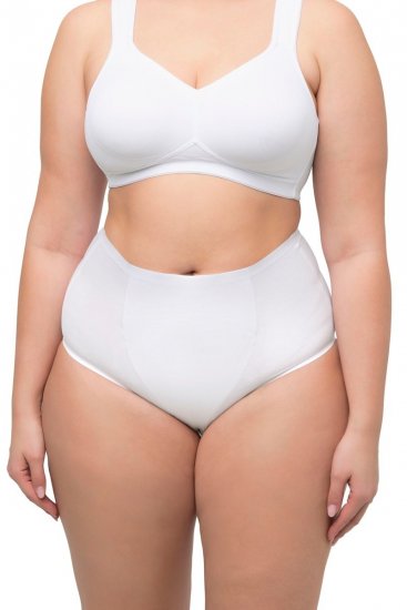 Ulla Popken 800498 Majtki modelujące z wysokim stanem Biały - Bielizna modelująca - 