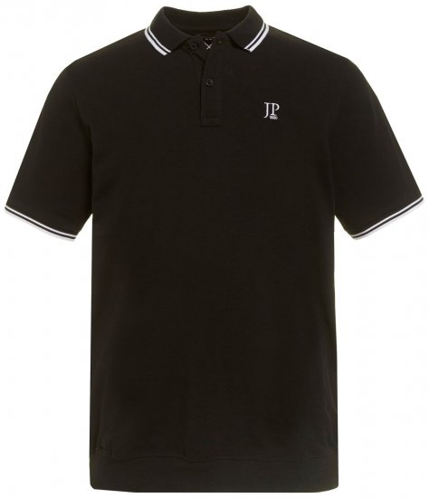 JP1880 802789 Koszulka polo z białym kontrastowym kołnierzykiem Czarna - Koszulki polo - Koszulki Polo 2XL-8XL