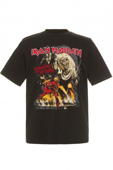 JP1880 Iron Maiden - Number of the Beast Graphic Comfort Fit Band T-Shirt Black - Koszulki - T-shirty meskie Duże Rozmiary - 2XL-14XL
