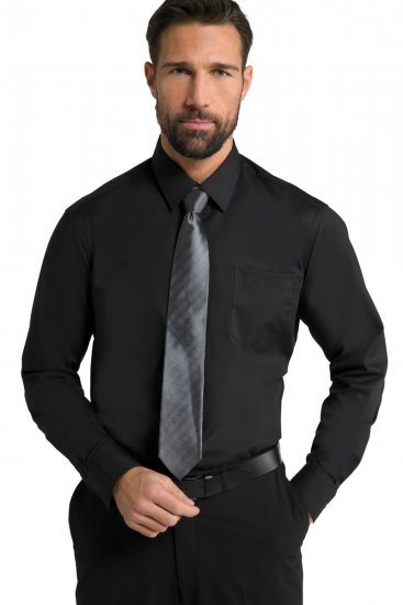 JP1880 Shirt Business Kent Collar Long Sleeve Black TALL - ODZIEŻ MĘSKA MT-6XLT - WYSOKIE-rozmiary