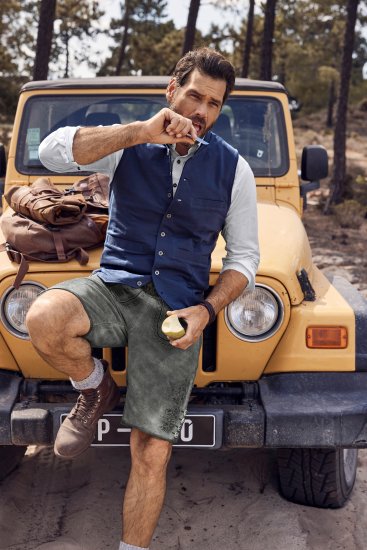 JP1880 Mottled Stretch Knit Stand-up Collar Vest Navy Blue - Kurtki Męskie Duże Rozmiary - Kurtki Duże rozmiary 2XL-8XL