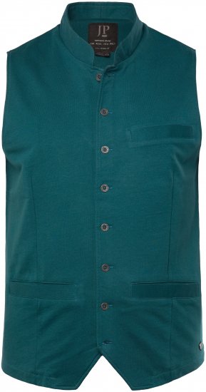 JP1880 Mottled Stretch Knit Stand-up Collar Vest Turquoise Blue - Trachten & Oktoberfest - Stroje Oktoberfest w dużych rozmiarach (Trachten)