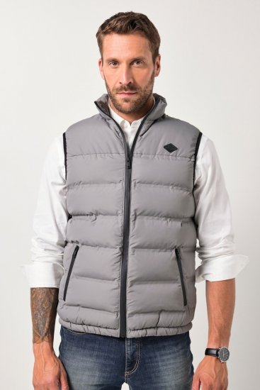 JP1880 Quilted Vest Outdoor Stand-up Collar Grey - Kurtki Męskie Duże Rozmiary - Kurtki Duże rozmiary 2XL-8XL
