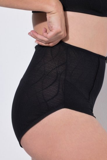 Ulla Popken 809385 Majtki modelujące z koronką Czarna - Bielizna modelująca - 