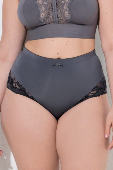 Ulla Popken 809385 Majtki modelujące z koronką Antracytowa - Bielizna modelująca - 