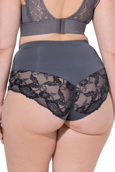 Ulla Popken 809385 Majtki modelujące z koronką Antracytowa - Bielizna modelująca - 
