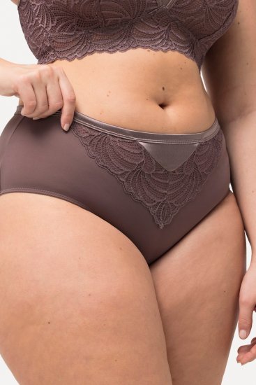 Ulla Popken 811602 Majtki z koronką Brązowa - Majtki - 