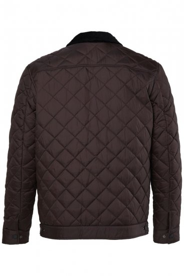 JP1880 811805 Pikowana kurtka z kołnierzem sztruksowym Czarnobrązowa - Kurtki Męskie Duże Rozmiary - Kurtki Duże rozmiary 2XL-8XL