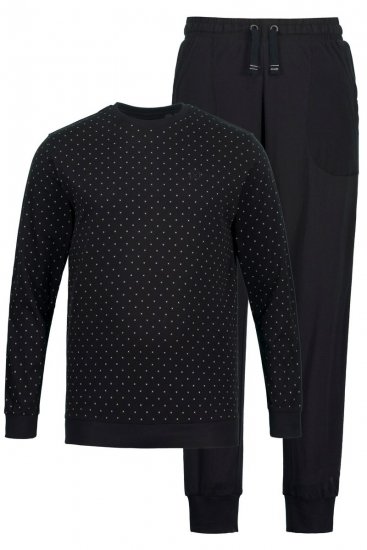 JP1880 Two-piece Pyjamas Long Sleeve and Long Trousers Black - Bielizna & stroje kąpielowe - Bielizna & Stroje kąpielowe 2XL-8XL