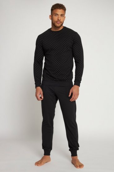 JP1880 Two-piece Pyjamas Long Sleeve and Long Trousers Black - Bielizna & stroje kąpielowe - Bielizna & Stroje kąpielowe 2XL-8XL