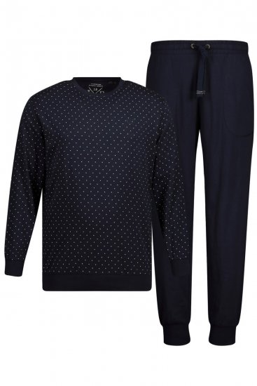 JP1880 Pyjamas Two-piece Long Sleeve and Long Trousers Navy - Bielizna & stroje kąpielowe - Bielizna & Stroje kąpielowe 2XL-8XL