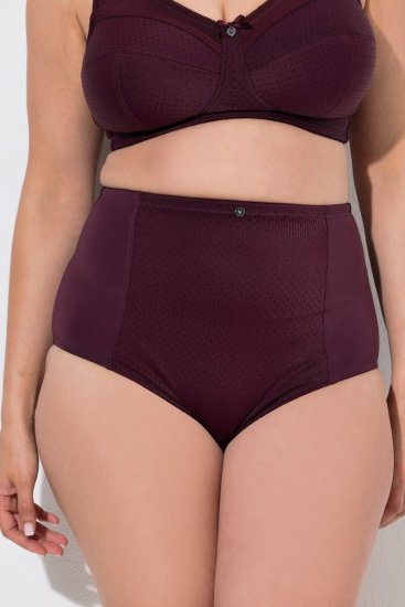 Ulla Popken 813137 Majtki modelujące z wysokim stanem Bordowa - Bielizna modelująca - 