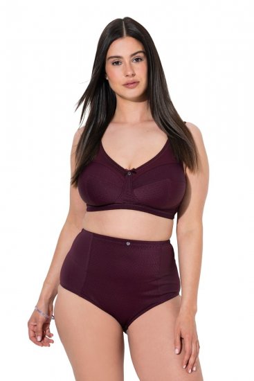 Ulla Popken 813137 Majtki modelujące z wysokim stanem Bordowa - Bielizna modelująca - 