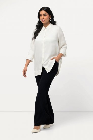 Ulla Popken 813306 Szerokie spodnie garniturowe z gumką w pasie Granatowa - Spodnie materiałowe - Szerokie spodnie damskie plus size