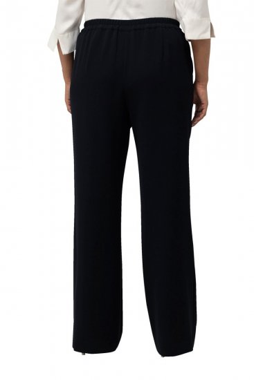 Ulla Popken 813306 Szerokie spodnie garniturowe z gumką w pasie Granatowa - Spodnie materiałowe - Szerokie spodnie damskie plus size