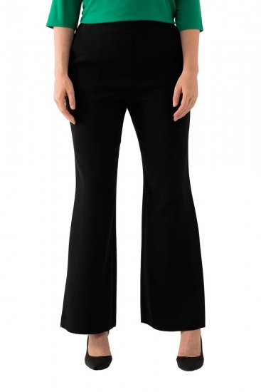 Ulla Popken 813306 Szerokie spodnie garniturowe z gumką w pasie Czarna - Spodnie materiałowe - Szerokie spodnie damskie plus size