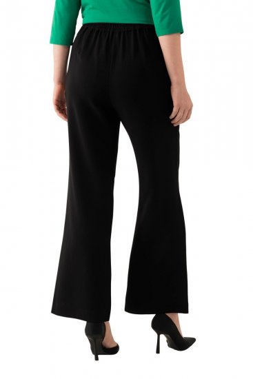 Ulla Popken 813306 Szerokie spodnie garniturowe z gumką w pasie Czarna - Spodnie materiałowe - Szerokie spodnie damskie plus size